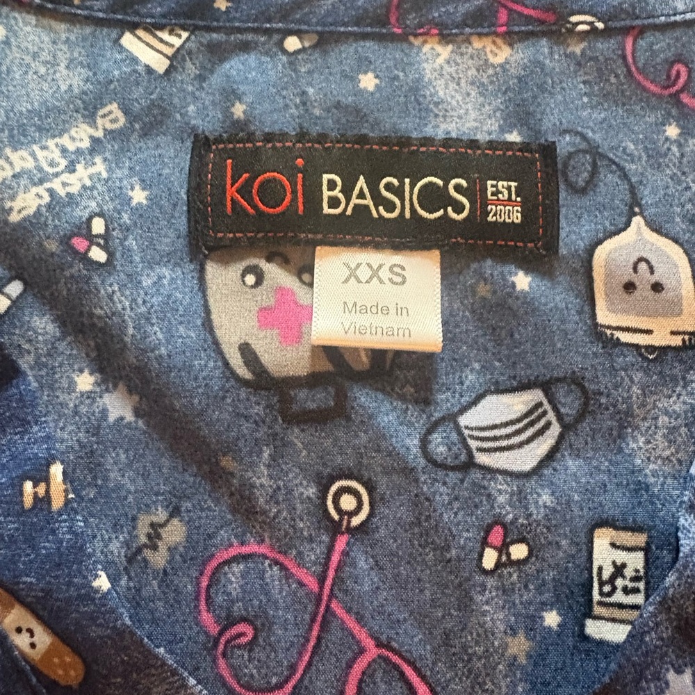 Koi Basics Everyday Heroes Scrub Top XXS Navy Blue - Picture 5 of 7